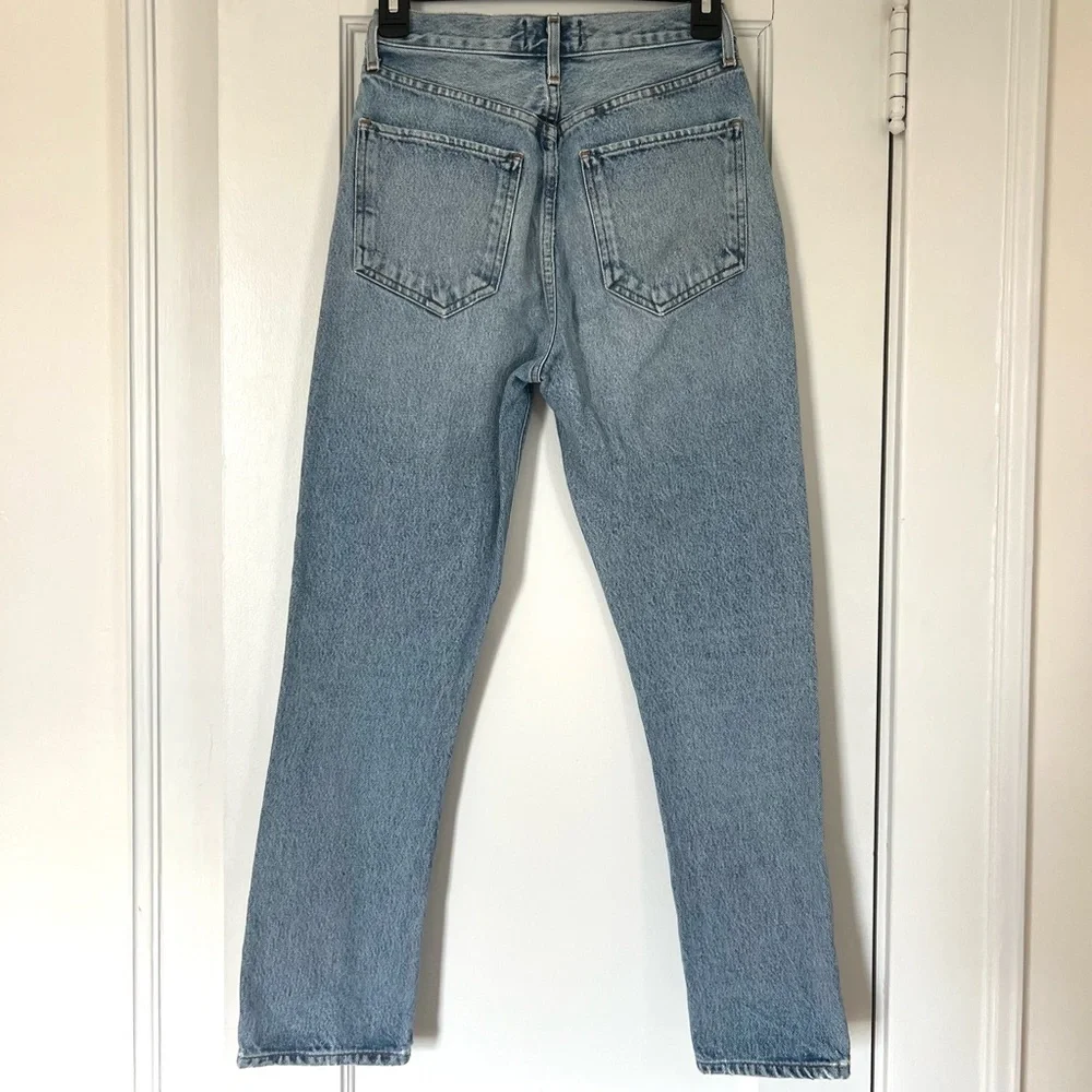 Agolde Riley high rise straight crop in light wash denim - Picture 5 of 5